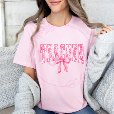 Coquette Pink Teacher T-Shirt